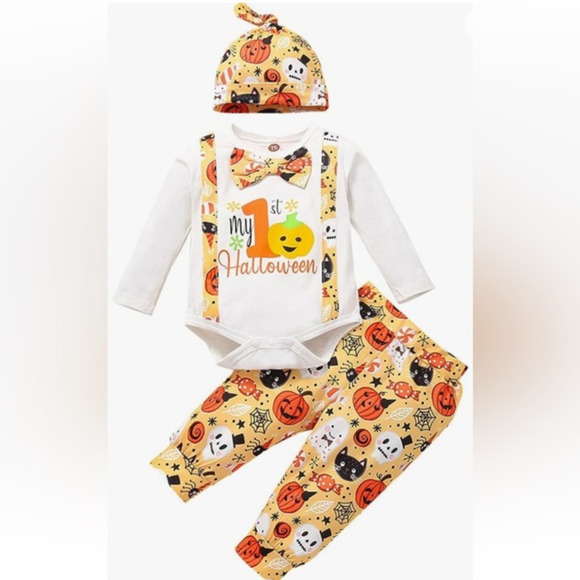Spooktacular Start: Newborn Halloween Romper Trio for Boys and‎ Girls! 12-18M - Picture 1 of 8